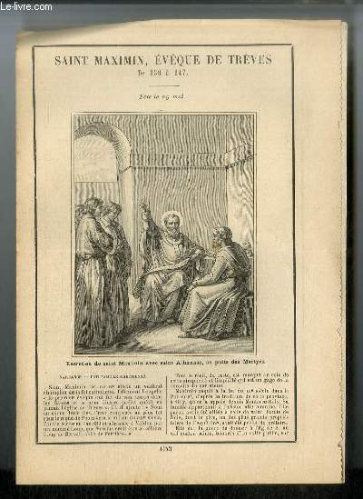 Vies des Saints n 1443 - Saint Maximin, vque de Trves, de 330  347 - fte le 29 mai