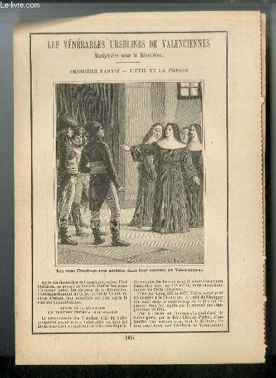 Vies des Saints n 1444 - Les vnrables ursulines de Valenciennes martyrises sous la Rvolution - premire partie : l'exil et la prison
