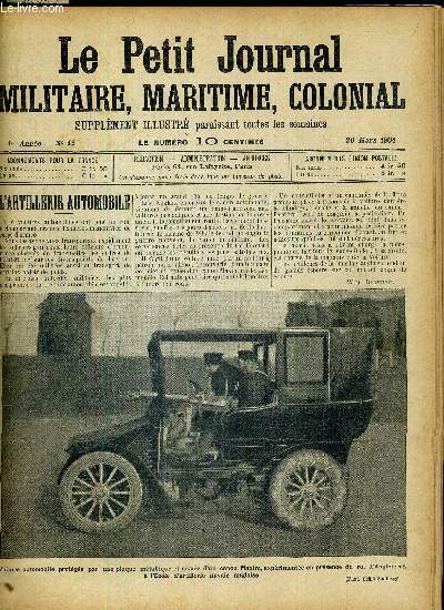 L'artillerie automobile / la route mandarine de Seoul  Moukden / Kharbin et Moukden / opinion russe sur le Japon / les troupes cosaques / la frontire des vosges / les paulettes / la visite d'un cuirass...