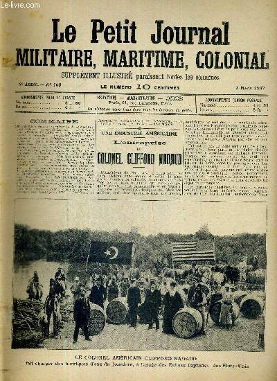 Une industrie amricaine - L'entreprise du colonel Clifford Nadaud avec photo dans le texte du colonel Clifford nadaud chargeant les barriques d'eau du Jourdain.