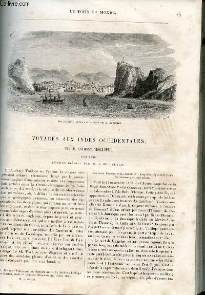 Le tour du monde - nouveau journal des voyages - livraison n030 - voyages aux Indes occidentales par Anthony Trollope (1858-1859).