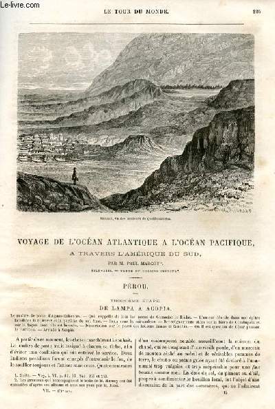 Le tour du monde - nouveau journal des voyages - livraison n171,172,173,174 et 175 - Voyage de l'ocan atlantique  l'ocan pacifique  travers l'Amrique du Sud - Prou par Paul Marcoy (1848-1860).