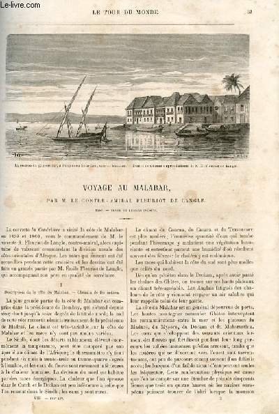 Le tour du monde - nouveau journal des voyages - livraison n°185 - Voyage au Malabar par le contre-amiral Fleuriot de Langle (1859).