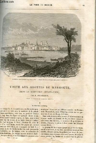 Le tour du monde - nouveau journal des voyages - livraison n°188 - Visite aux grottes de Mammouth, dans le Kentucky (Etats-Unis) par Poussielgue (1859).