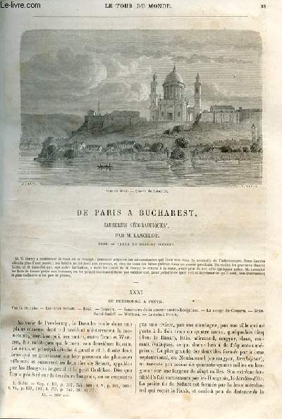 Le tour du monde - nouveau journal des voyages - livraison n°264, 265, 266 et 267 - De Paris à Bucharest, causeries géographiques par Lacelot (1860).