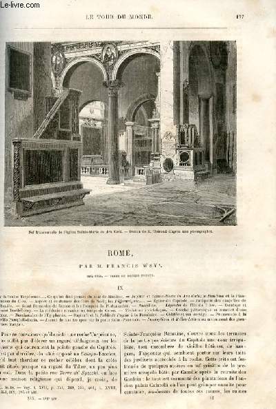 Le tour du monde - nouveau journal des voyages - livraison n481,482,483 et 484 - Rome par Francis Wey (1864-1868).