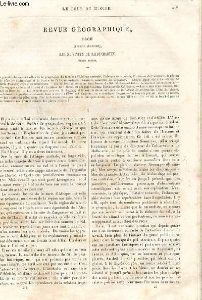 Le tour du monde - nouveau journal des voyages -Revue gographique 1869 (premier semestre) par Vivien de St Martin.