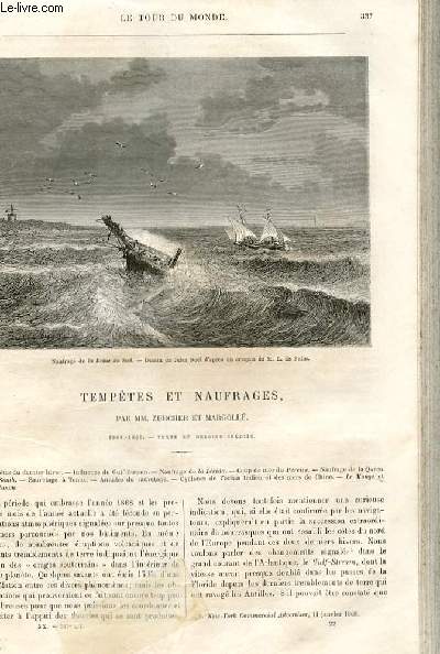 Le tour du monde - nouveau journal des voyages - livraison n°517 - Tempêtes et naufrages, par Zurcher et Margolle (1868-1869).