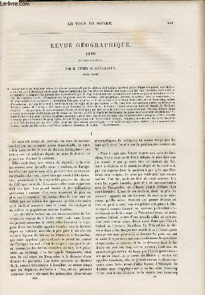Le tour du monde - nouveau journal des voyages - Revue géographique - 1870 (premier semestre) par Vivien de Saint Martin.