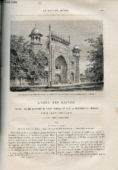 Le tour du monde - nouveau journal des voyages - livraison n609,610,611,612 et 613 - L'Inde des Rajahs, voyage dans les Royaumes de l'Inde centrale et dans la prsidence du Bengale par Louis Rousselet (1864-1868).