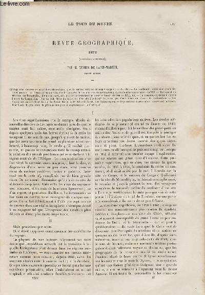 Le tour du monde - nouveau journal des voyages - Revue géographique par Vivien de Saint Martin - second semestre 1872