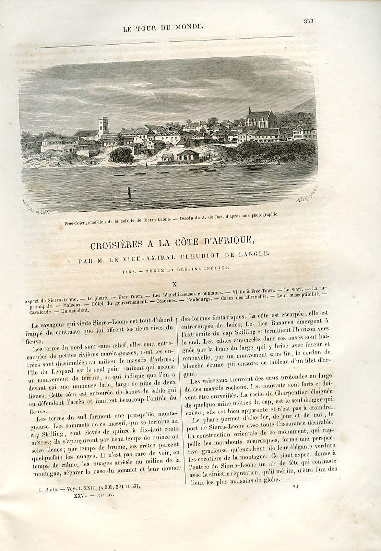 Le tour du monde - nouveau journal des voyages - livraison n674,675 et 676 - Croisires  la cte d'Afrique par le vice-amiral Fleuriot de Langle (1868).
