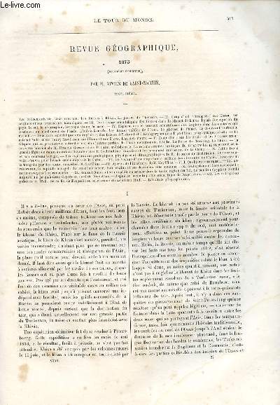 Le tour du monde - nouveau journal des voyages - Revue géographique 1873 (second semestre) par Vivien de St Martin.