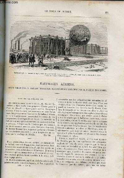 Le tour du monde - nouveau journal des voyages - livraison n°747 Naufrages aériens, texte de Gaston Tissandier,illustraté par Albert Tissandier.