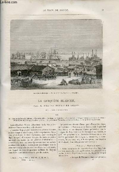 Le tour du monde - nouveau journal des voyages - livraison n°813,814,815,816,817 et 818 - La conquête blanche par William Hepworth Dixon (1875).