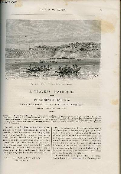 Le tour du monde - nouveau journal des voyages - livraison n865,866,867,868,869 et 870 - A travers l'Afrique - de Zanzibar  Benguela par le commandant Verney Lowett cameron (1873-1876).