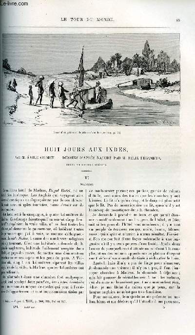 Le tour du monde - nouveau journal des voyages - livraison n1439,1440,1441,1442,1443 et 1444 - Huit jours aux Indes par Emile Guimet , dessins d'aprs nature par Flix Rgamey.