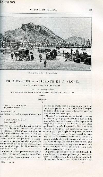 Le tour du monde - nouveau journal des voyages - livraisons n1655 et 1656- Promenades  Alicante et  Elche par Mademoiselle Malli.
