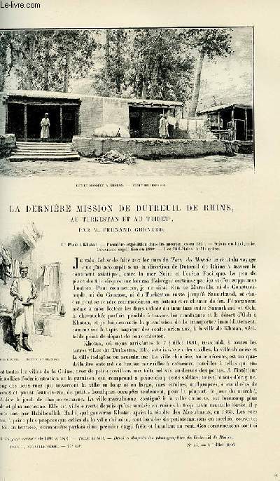 Le tour du monde - journal des voyages - nouvelle srie- livraison n27, 28, 29 et 30 - la dernire mission de Dutreuil de Rhins, au Turkestan et au Thibet par Fernand Grenard.