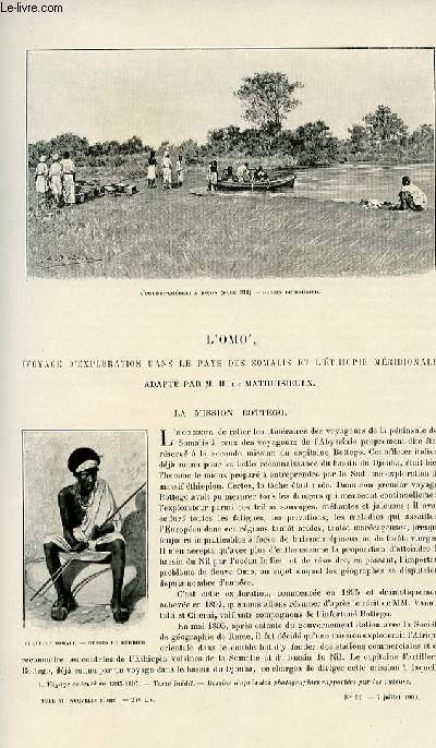 Le tour du monde - journal des voyages - nouvelle srie- livraisons n27 et 28 - L'omo (voyage d'exploration dans le pays des Somalis et l'Ethiopie mridionale) adapt par H. De Mathuisieulx.