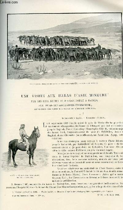 Le tour du monde - journal des voyages - nouvelle srie- livraisons n15 et 16 - Une visite aux haras d'Asie mineure par les deux routes de Constantinople  Bagdad par Fuad-Bey-Mouzaffer-Czaykowski, inspecteur militaire des haras de l'Empire ottoman.