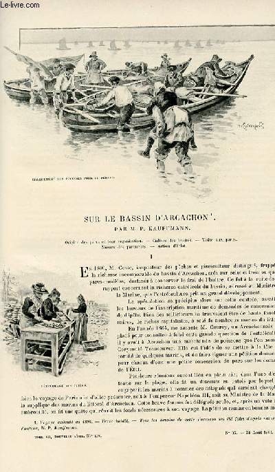 Le tour du monde - journal des voyages - nouvelle srie- livraisons n35 et 36 - Sur le bassin d'Arcachon par P. J Kauffmann.