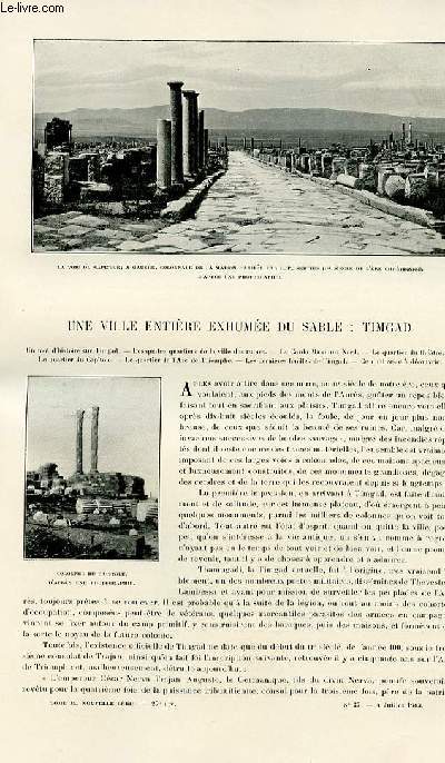 Le tour du monde - journal des voyages - nouvelle srie- livraison n27 - Une ville entire exhume du sable Timgad.