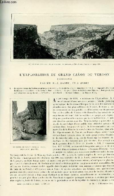 Le tour du monde - journal des voyages - nouvelle srie- livraisons n49 et 50 - L'exploration du grand canyon du Verdon (Basses Alpes) par MM. E-A Martel de et A. Janet.