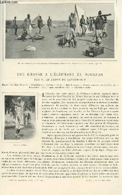 Le tour du monde - journal des voyages - nouvelle srie- livraison n44 - Une chasse  l'lphant en Ouganda par M. Le Baron de Langsdorff