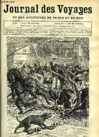Journal des voyages et des aventures de terre et de mer n 6 - La loi de Lynch - supplice d'un barbier ngre a Osceola, Aventures prilleuses d'un marin franais dans la Nouvelle Guine, chapitre VIII, Christophe Colomb (III), Rouen (dessins de Dosso)
