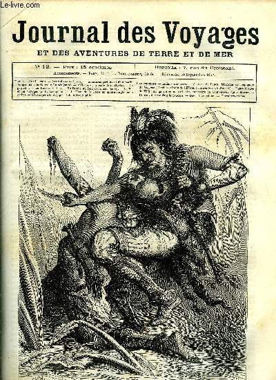 Journal des voyages et des aventures de terre et de mer n 12 - Indiens scalpeurs, Aventures prilleuses d'un marin franais dans la Nouvelle Guine, chapitre XVI, Le goguelin par E. Corbire, Les russes en Asie, Un drame au fond de la mer, XIV, La vie