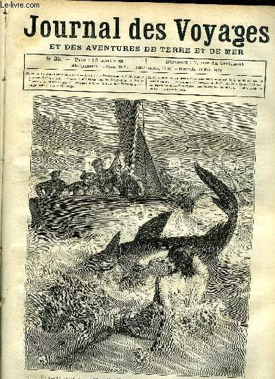 Journal des voyages et des aventures de terre et de mer n 35 - Un drame entre deux eaux - Manoel le frappa de son couteau sous le ventre, Aventures et dcouvertes de H.M. Stanley, un dpart sur le lac Tanganyika, Rsum du voyage complet de M. Stanley