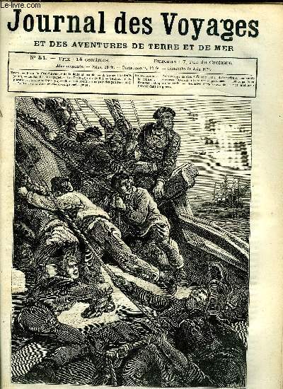 Journal des voyages et des aventures de terre et de mer n 51 - Le naufrage du Grand Electeur - le pont de navire au moment de la collision, A travers l'Australie - chapitre VII, Les bandits en Espagne, Histoire de trois capsules, VI, Tentative