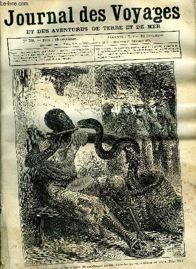 Journal des voyages et des aventures de terre et de mer n 73 - Le charmeur de serpents - une grimace de satisfaction sembla distendre les traits hideux du ngre, Fcamp, Le robinson noir, chapitre V, Les traineaux a voile, Le volcan dans les glaces