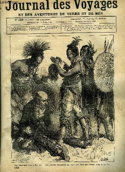 Journal des voyages et des aventures de terre et de mer n 159 - Les derniers peaux-rouges - les indiens aperurent un crane plus lisse que l'ivoire, Les bains de mer a Long Branch, Le pays des serpents, chapitre V, Une noce en Islande, Le pirate malais