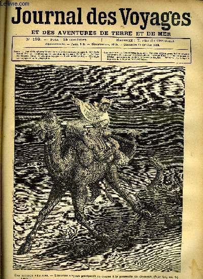 Journal des voyages et des aventures de terre et de mer n 170 - Une odysse fminine - L'norme serpent prcipitait sa course a la poursuite du chameau, L'Afghanistan, Vendome, Le pays des serpents, chapitre XXIII, Le pirate malais, chapitre IV