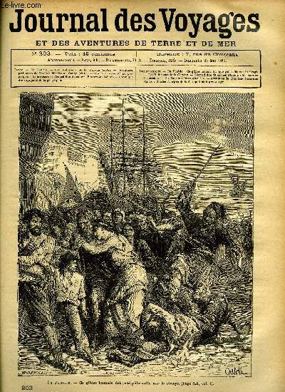 Journal des voyages et des aventures de terre et de mer n 203 - En Tunisie - ce gibier humain fut jet ple mle sur le rivage, Les robinsons de la Guyane, chapitre V, Aventures prilleuses de Narcisse Nicaise au Congo, XIV, Le massacre de l'expdition