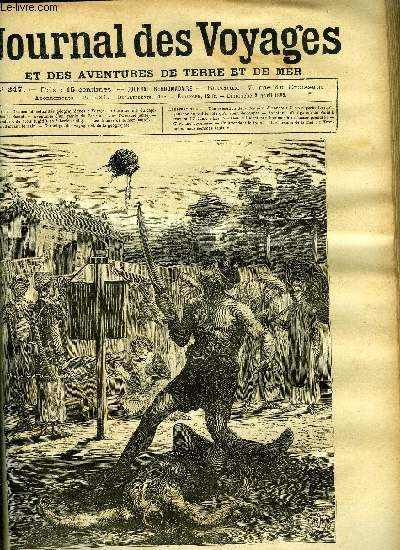 Journal des voyages et des aventures de terre et de mer n 247 - Une excution dans l'empire d'Annam - il est superbe lorsqu'il rattrape au vol la tte qu'il vient de couper, Aventures d'un gamin de Paris a travers l'ocanie, chapitre III, Aventures