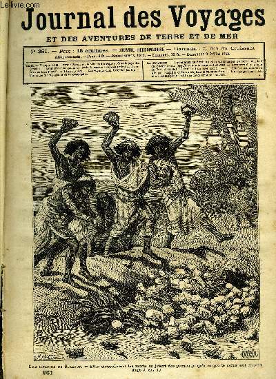 Journal des voyages et des aventures de terre et de mer n 261 - Une citation de Strabon - Elles ensevelissent les morts en jetant des pierres jusqu'a ce que le corps soit couvert, Aventures d'un gamin de Paris a travers l'ocanie, chapitre XVII