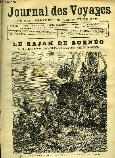 Journal des voyages et des aventures de terre et de mer n 263 - Le rajah de Borno par L. Boussenard, Les explorations de M. le comte Pierre Savorgnan de Brazza, Aventures de trois fugitifs en Sibrie, XXVIII, Les voyages d'un baleinier, XVII