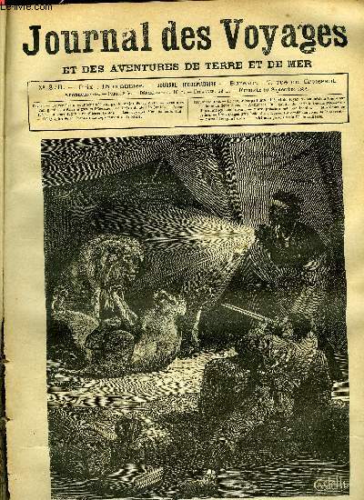 Journal des voyages et des aventures de terre et de mer n 270 - Le major Serpa Pinto traversant l'Afrique - l'clat du foyer de magnsium tomba sur les faces de deux lions normes, Le rajah de Borno, chapitre VIII, Aventures de trois fugitifs en Sibrie