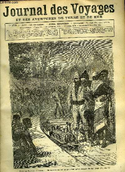 Journal des voyages et des aventures de terre et de mer n 278 - Dans la Foutah Djallon - On montra au roi ce que c'est qu'un chemin de fer, Le rajah de Borno, chapitre XVI, Aventures d'une expdition scientifique, chapitre VI, Le tour de la terre en 80