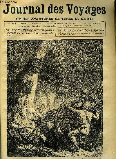 Journal des voyages et des aventures de terre et de mer n 362 - Entre le ciel et l'eau - Les tigres avaient pris peur et avaient grimp sur les arbres, De Paris au Brsil par terre, chapitre XVI, L'oasis, chapitre III, Les animaux sauvages, Les robinsons