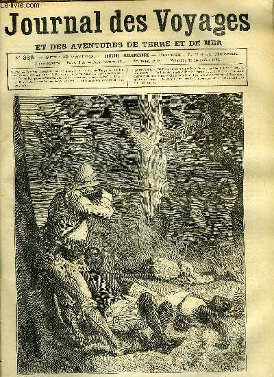 Journal des voyages et des aventures de terre et de mer n 386 - De Paris au Lac Tangakina - Comme un lion, il reste debout et tire encore, Le tour de France d'un petit parisien, VIII, Les voies ferres en Europe, Aventures d'un hritier a travers