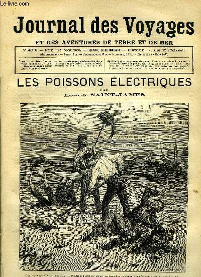 Journal des voyages et des aventures de terre et de mer n 403 - Les poissons lectriques - pcheurs sur un banc de torpilles caches dans le sable, Les brigands jaunes, VIII, Le tour de France d'un petit parisien, IV, 2.000 lieues a travers l'Amrique