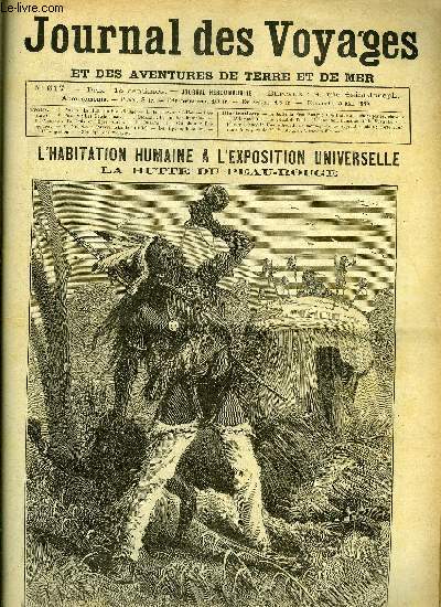 Journal des voyages et des aventures de terre et de mer n 617 - La hutte du peau rouge - Il la traine au dehors par les cheveux, Aventures extraordinaires d'un homme bleu, chapitre II, L'habitation humaine, Les betchouanas, La croix et l'pe, X