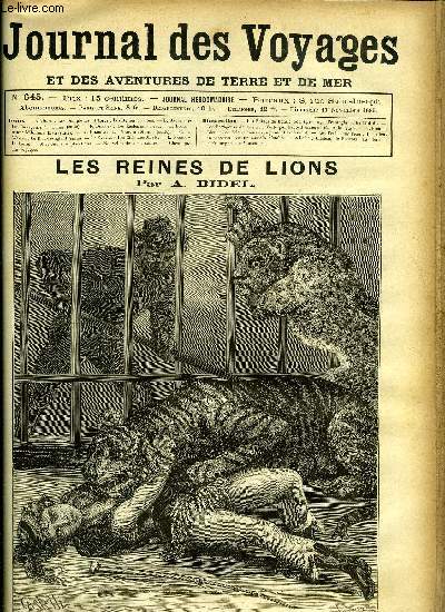 Journal des voyages et des aventures de terre et de mer n 645 - Les reines de lions - son tigre royal l'trangla et tout fut dit, Les ravageurs de la mer, chapitre II, Les coles sur l'eau, Aventures extraordinaires d'un homme bleu, chapitre VIII