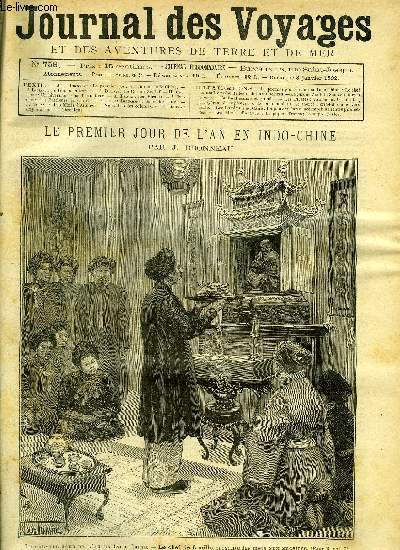 Journal des voyages et des aventures de terre et de mer n 756 - Le premier jour de l'an en Indo-Chine - Le chef de famille prsente les mets aux anctres, Un trou a la terre, Le cirque zoulof, chapitre VI, Un hivernage sous l'quateur, chapitre XIII