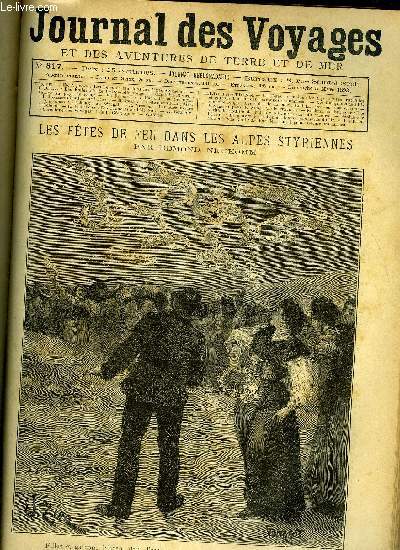 Journal des voyages et des aventures de terre et de mer n 817 - Filles et garons lancent dans l'espace des couronnes enflammes, Les migrants de l'hirondelle rouge, chapitre III, Voyage au pays de kong, II, Kachmir ou srinagar, Perdus sur l'ocan