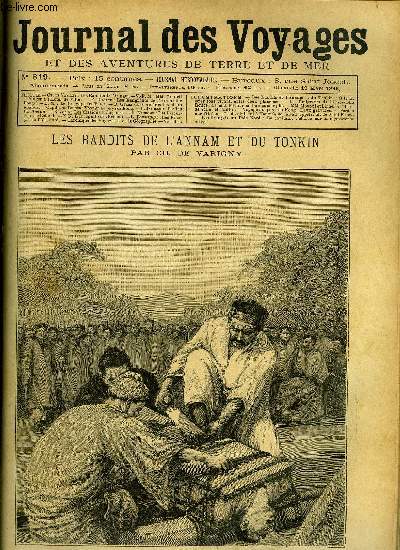 Journal des voyages et des aventures de terre et de mer n 819 - Il le fit scier tout vivant entre deux planches, MM. Monteil et Binger a l'hotel de ville, Les amricains et les anglais, Voyage au pays de Kong, IV, Perdus sur l'ocan, chapitre II